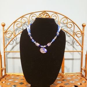 NWT Scarf tie necklace blue